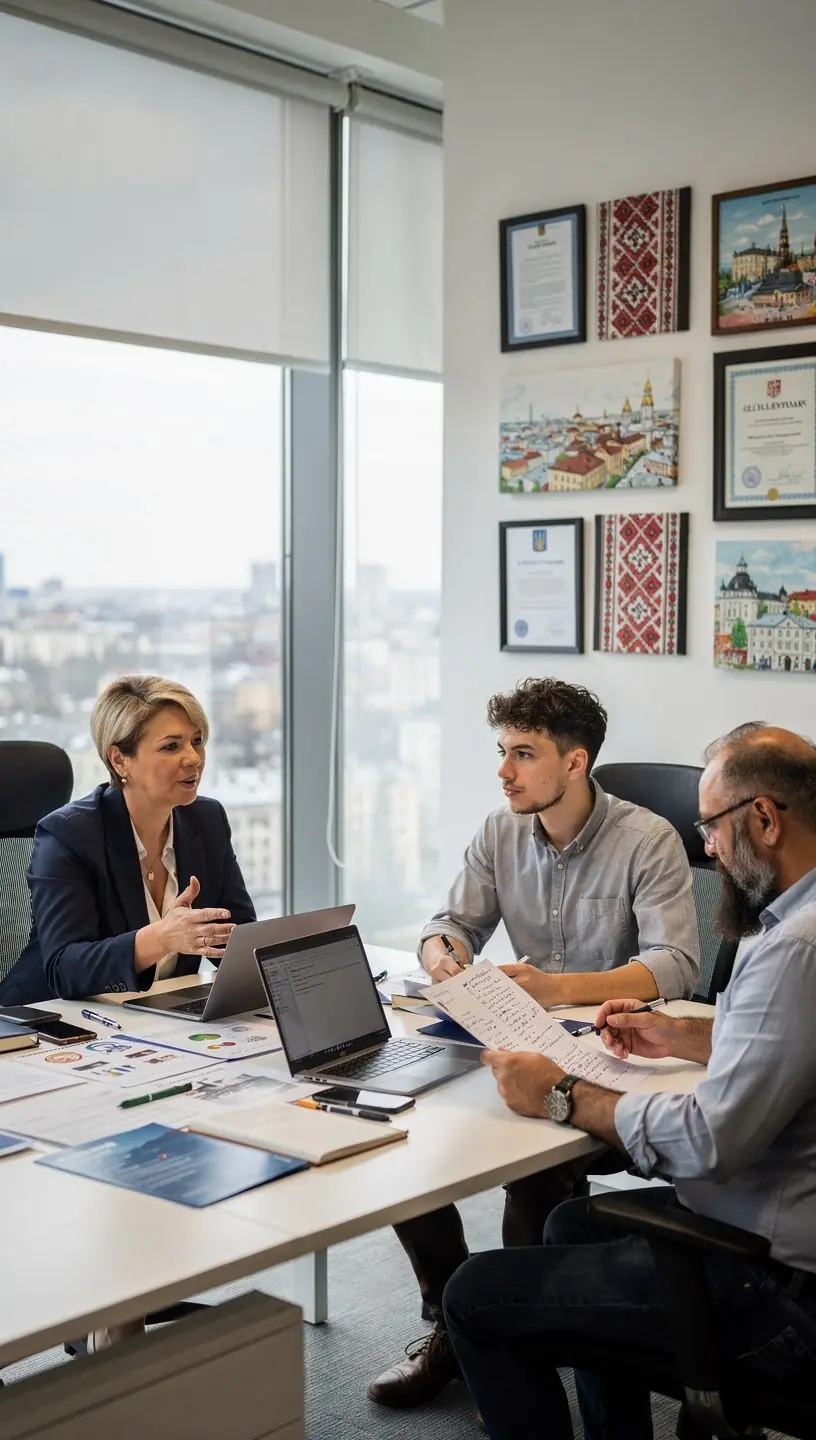 Specialized translation team collaborating to deliver precise written translations of complex industry documents maintaining original meaning.
